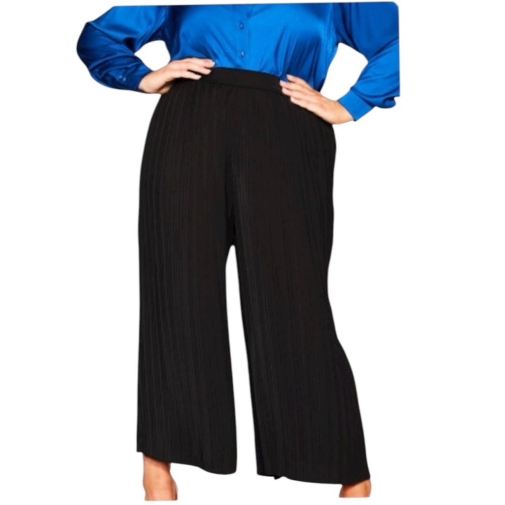 NEW City Chic Anaya Plisse Pleat Pant SZ XL/22 Black